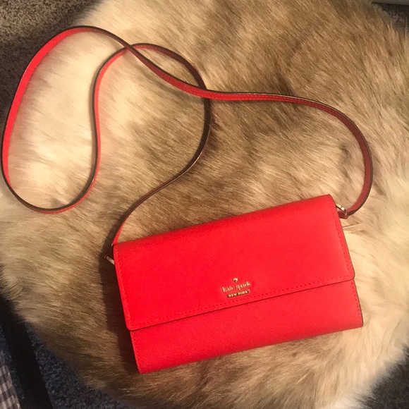 kate spade Handbags - Kate Spade | Bright Red Wallet w/ Strap